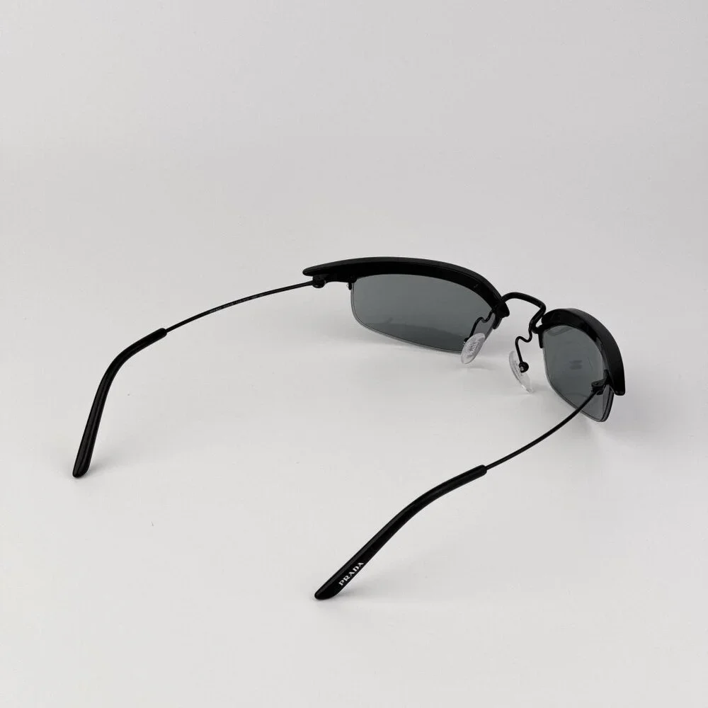 Prada PRB50S Rectangle Sunglasses – Black Frame Grey Lenses | Model 1AB3C2 - Picture 6 of 13
